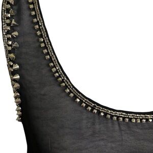 Soprano Black Embellished Sheer Tank Top